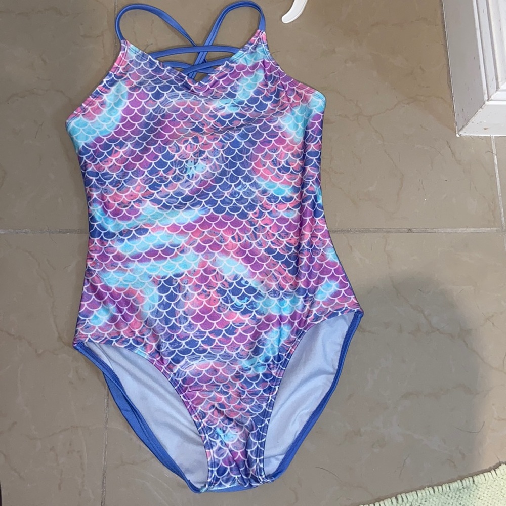Girls one piece swimsuit- mermaid pattern